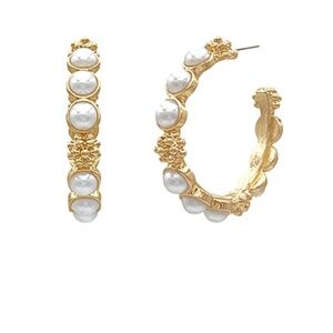 Ball Textured Pearl Hoops